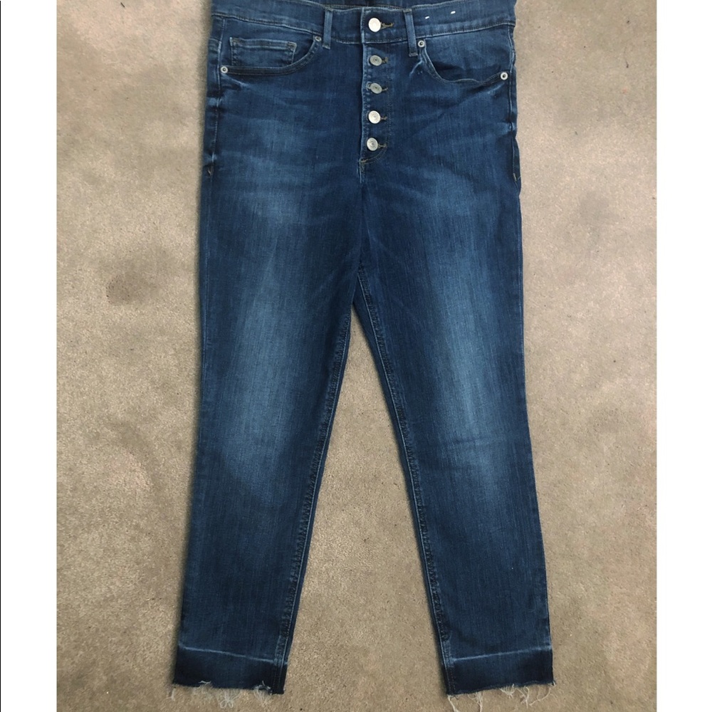 Cropped stretch high rise jeans